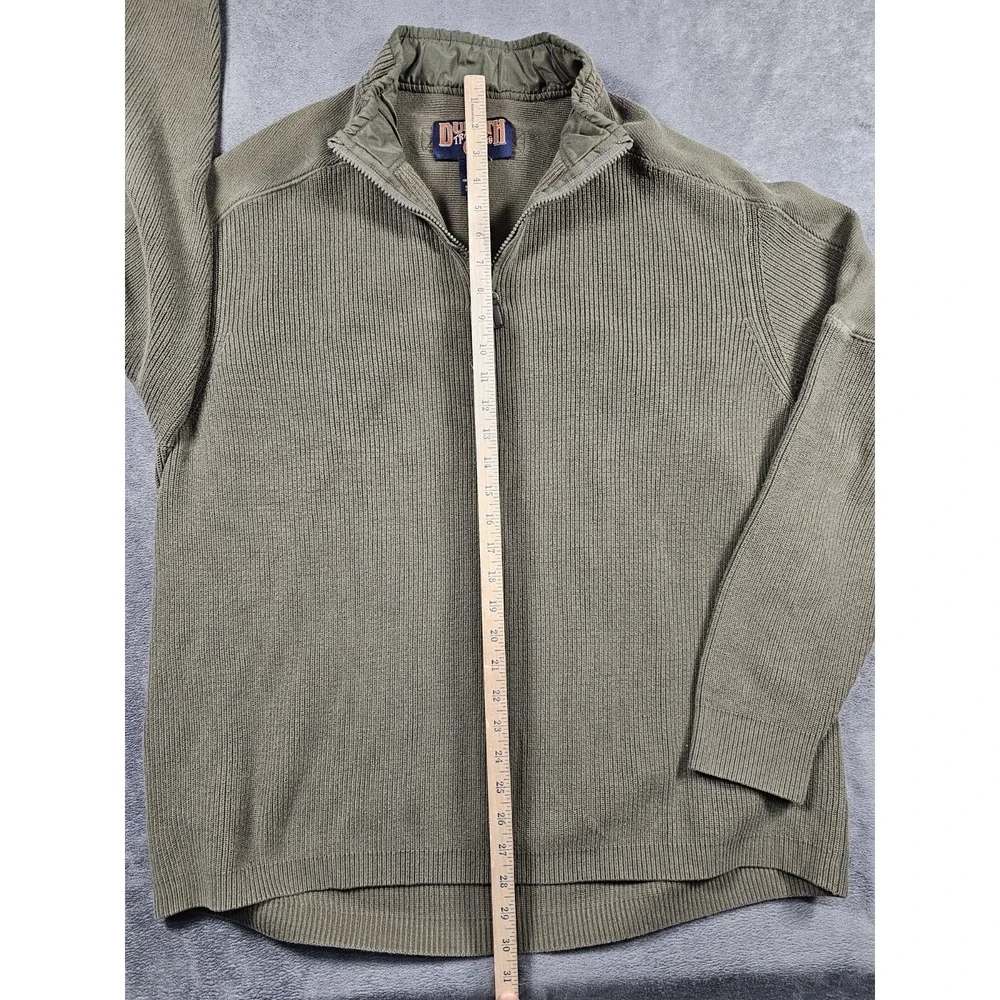 Vintage Duluth Trading Co Cotton Rib Knit 1/4 Zip Sweater XLT Tall Tan Hong Kong